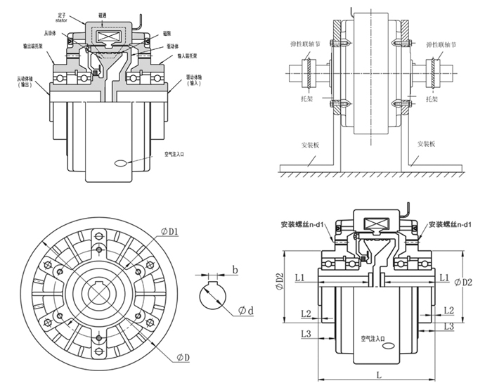FLK型磁粉離合器外形尺寸圖 FLK型磁粉離合器外形尺寸圖